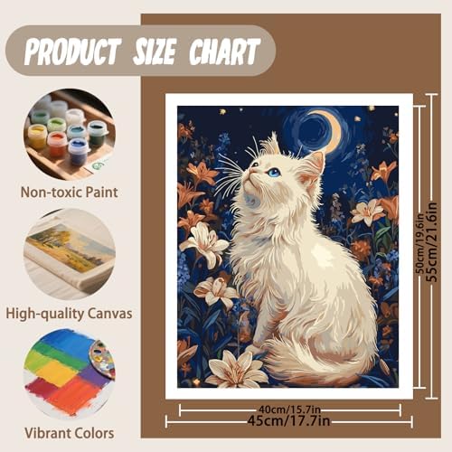 XTCIXAL Cat Paint by Numbers Kit for Adults, 16X20 Inch