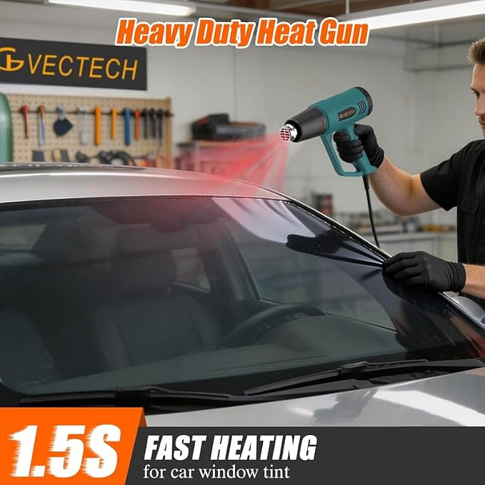 Heavy Duty Heat Gun Kit with Carrying Case, 10FT Long Power Cord, 4 Nozzles, Paint Scraper & Heat Shrink Tubing, Dual Temp Settings, Professional Hot Air Gun for Paint Removal, DIY, PVC