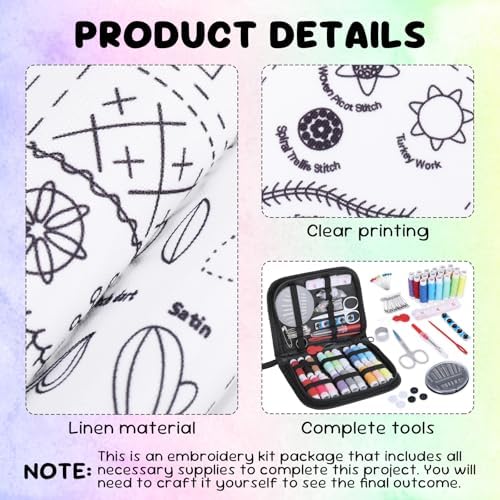 Poeuai 2026 New Embroidery Stitch Book Kit,All-Scenario Embroidery Stitch Book kit, Comes with a Complete Toolkit and Instructional Tutorial, for Beginners and Enthusiast