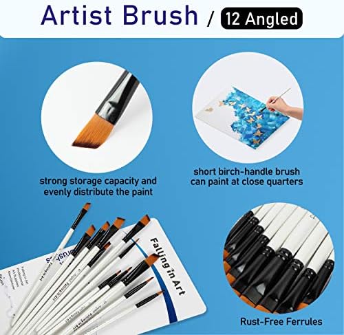 Falling in Art 12 PCS Professional Angled Paint Brushes Set