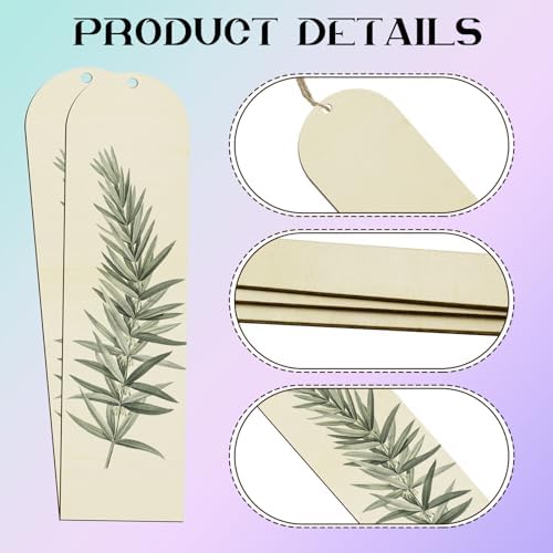 100 PCS Arch Unfinished Wood Bookmarks with 10M Rope