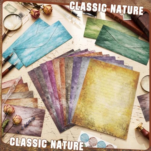 TaoBary 160 Pcs Vintage Colors Stationery Paper and Envelopes Set