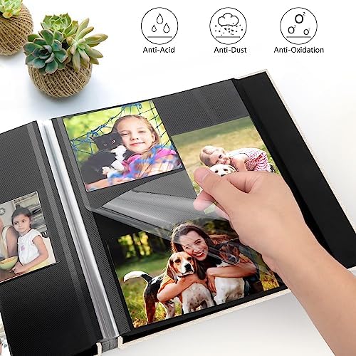 Zesthouse Photo Album Self Adhesive Pages, 60 Pages Magnetic Scrapbook Albums with Sticky Page, Photos Album Holds 8x10 & 5X7 & 4x6 & 6x8 & 3x5, Large Picture Book Ideal Gift for Family Wedding Baby