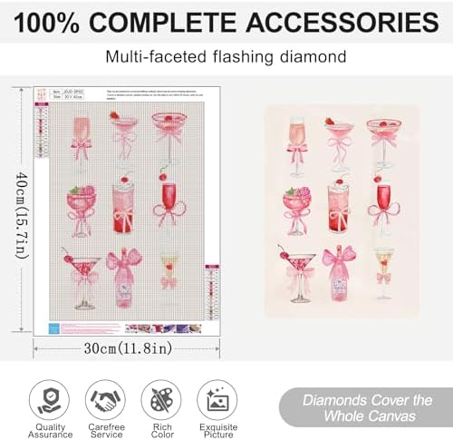 Cocktail Diamond Art Kits for Adults, Diamond Painting Kits for Beginner