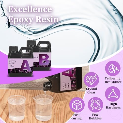 K KERNOWO Epoxy Resin Kit 2 Part Resin and Hardener Bubble Free & Crystal Clear Epoxy Resin for Beginners for Casting Coating, Jewelry Making, DIY Crafts