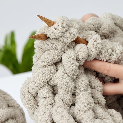 Bulky Chunky Yarn for Hand Knitting Blanket – #10 Jumbo Knitting Yarn, 1 Inch Thick Chenille Jumbo Yarn, No Knots Soft Machine Washable, Super Bulky Yarn 4 Pack for Crochet, Arm Knitting & Crafts