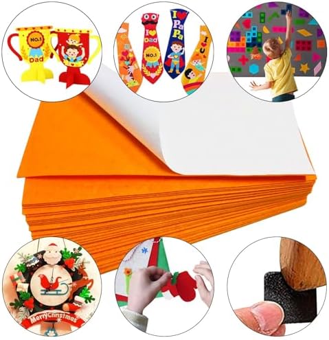 Jtnohx Self Adhesive Felt Sheets Adhesive Backed Felt Fabric Orange 33Pcs