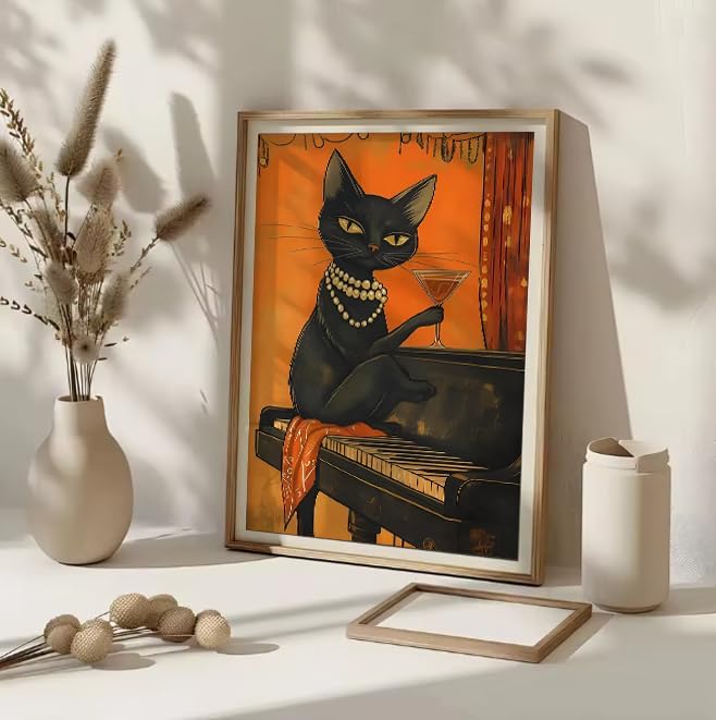 Canrichshop Drinking Cat Paint by Numbers Kit for Adults,Painting by Numbers,DIY Acrylic Paint Kit for Adults Beginners Without Frame,Easy Adult Paint by Number Kits on Canvas for Decor 16x20inch