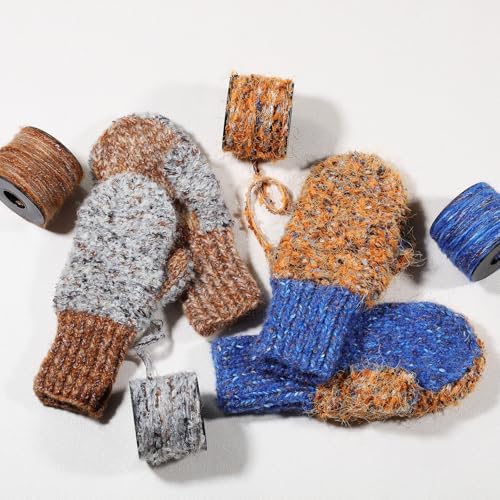 Artisanal Yarn Collection Multifiber Fancy Yarn for Knitting Crocheting Crafts DIY, Set of 3 Rolls(098 Stone Veil Velvet Snow)