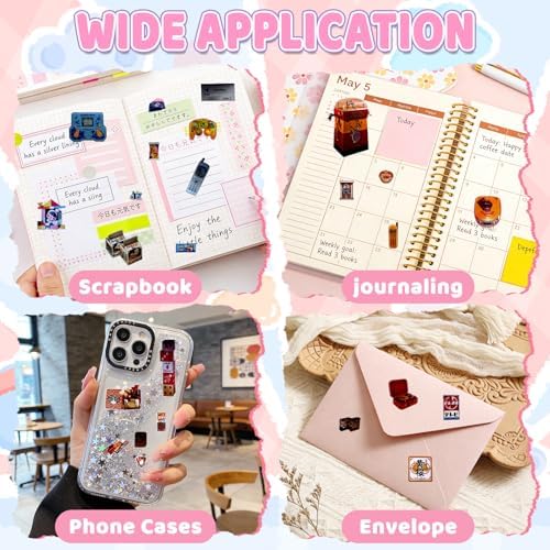 30 Sheets Japanese Sticker Book 800+ Vintage Scrapbook Journal Stickers Cute Korean Stickers for Journaling Scrapbooking Planner Kawaii Technology Sticker for Kids Adult DIY Cartoon Cosmtic Books