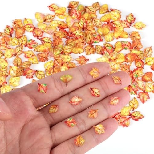 210pcs Mini Fall Leaves, 5 Styles Resin Funny Miniature Leaves for Crafts