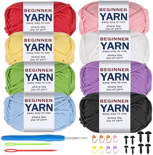 8x50g Beginner Crochet Cotton Yarn for Crocheting Easy-to-See Stitches