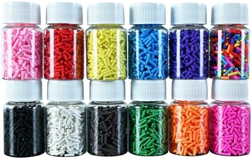 LIKETURE Fake Sprinkles 180g Non-edible Polymer Clay Sprinkles Faux Sprinkle Plastic Sprinkles for Craft Sprinkles Decoration for Resin Filler Slime Add ins Slime Mixed In Shaker Card (12 Bottles)