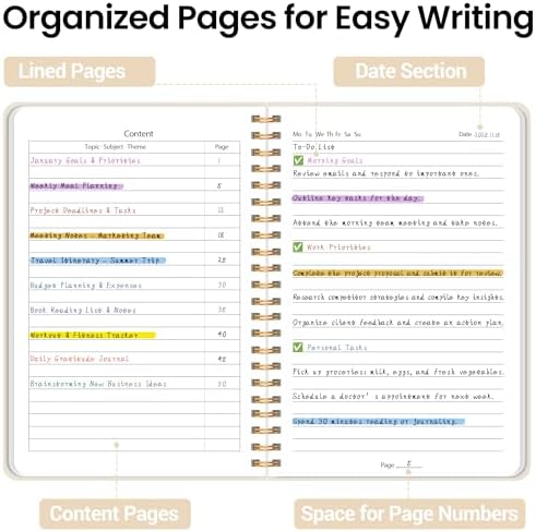 Lined Spiral Journal Notebook, A5 College Ruled Notebook for Note-Taking