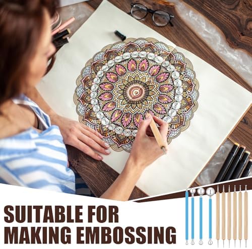 Teenyyou 6 Sets Dot Painting Tools 60 Pcs Clay Pottery Modeling Metal Embossing Tools Ceramic Clay Dotting Supplies for Painting Mandalas Pottery Art Rock
