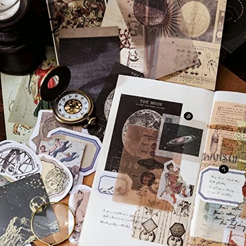 Aromoty 260 Pieces Vintage Art Scrapbooking Supplies Stickers,Aesthetic Washi Stickers Paper Kit Stationary Junk Bullet Journals,Daily Planner,DIY Craft Tweezers Cottagecore Decor