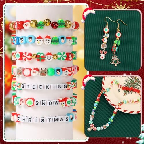 300Pcs Christmas Clay Beads, Christmas Beads for Jewelry Making