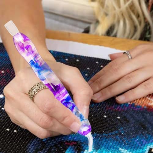 Praise V Do Diamond Art Painting Accessories Tool Kit Drill Pen, 5D Handmade Diamond Painting Drill Pen Stylus Tips Placers Heads and Glue Clays Clear Purple Blue