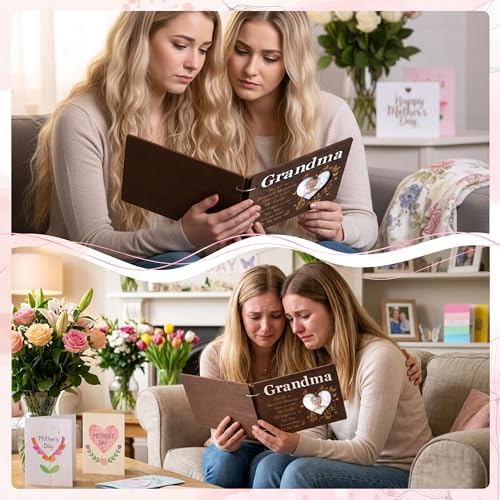 CY2SIDE Grandma Memorial Gifts Photo Album – 110PCS In Loving Memory of Grandma Wooden Scrapbook Kit Sympathy Gift for Loss of Grandmother, Bereavement Grief Album for Mother’s Day & Grieving Family
