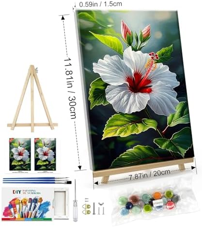 ATDMS Paint by Numbers Kit for Adults Flowers Paint by Numbers with Frame DIY Floral Paint by Number with Easel Adult Paint by Number Kits on Canvas Framed for Gift Home Wall Decor 8x12 Inch