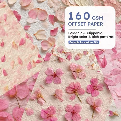 6-inch Pink Scrapbooking Paper Pad - 24 Sheets Aesthetic Flower Patterned Decorative Collage Journals Decoupage for Wrapping Folded Supplies Gift Cards DIY Crafts Scrapbook Photo Album