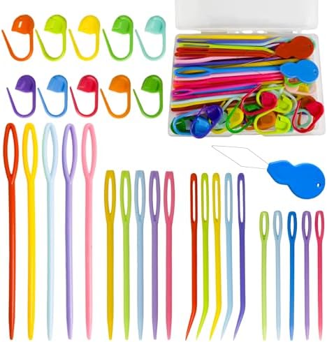 DeliaVo 62 Pcs Yarn Needles Set, Crochet Kit for Knitting Sewing Weaving