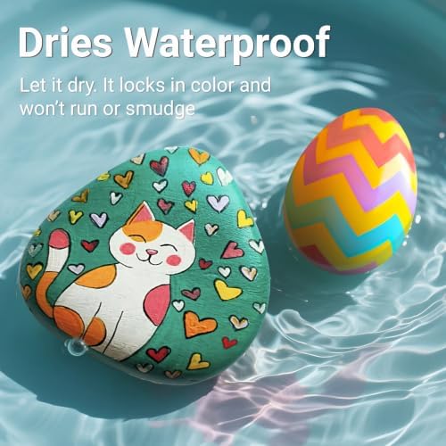 JR.WHITE 48 Colors Dual Tip Acrylic Paint Markers, Acrylic Paint Pens With Brush Tip and Fine Tip For Coloring Book, Rock Painting, Wood, Shell, Ceramic, Stone, Easter Eggs, DIY Crafts