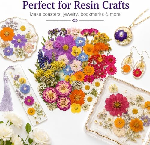 173 pcs Dried Flowers for Resin, Natural Flowers and Leaves Kit with Butterfly Stickers， Vacuum Sealed DIY Pressed Flowers for Jewelry Molds, Candle Soap Making, Scrapbook, Nail Art (Colorful-G)