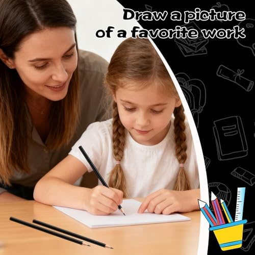 12 Pack Black Colored Pencils for Kids, Pre-sharpened Art Pencils Back to School Supplies Set, Drawing Sketching Pencils for Students, Teachers, Classroom