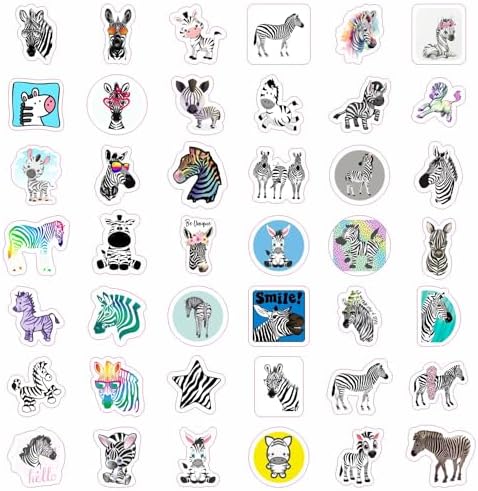 Zebra Stickers for Water Bottle and Laptop - Safari Party Supplies & Decorations, Waterproof Vinyl Animal Decals, Fun Zebra Stickers Laptop Decals, Gifts for Women & Men