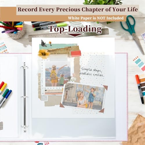 12x12 Inch Large Scrapbook Photo Album, 3 Ring Binder- Pink