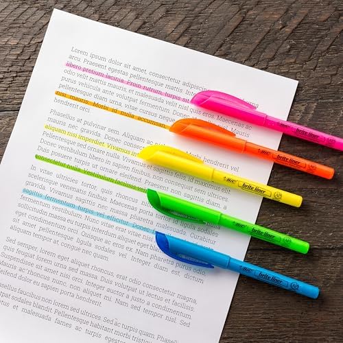 BIC Brite Liner Highlighters, Chisel Tip, 12-Count Pink Set for Organizing
