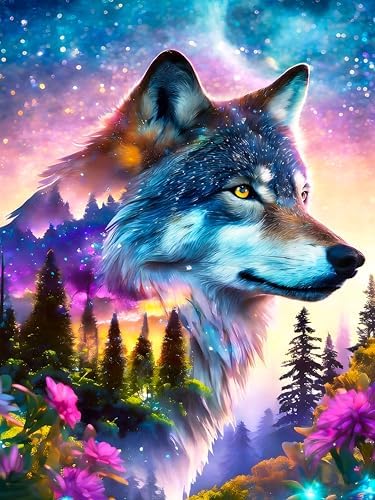 Okarina Diamond Art Kits for Adults & Beginners, Wolf Diamond Painting Kit