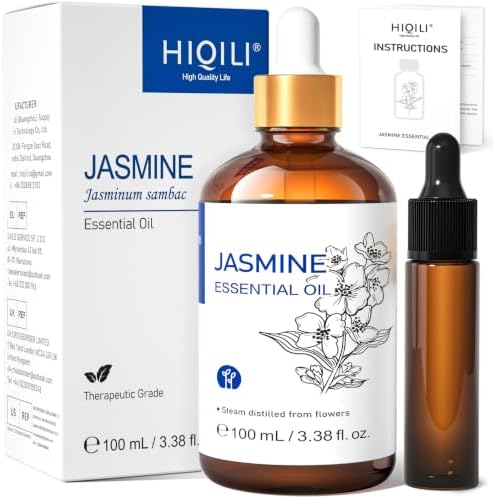 HIQILI Jasmine Essential Oil for Diffuser, Skin, Perfume & Aromatherapy