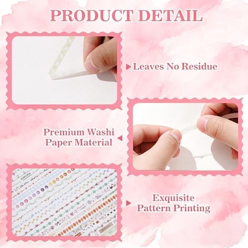 EORTA 30 Rolls Pastel Floral Washi Tape Set, Thin 5mm Skinny Masking Tape (0.19 Inch Wide), Decorative Planner Tape for Scrapbooking, Journaling, Gift Wrapping & DIY Crafts, Soft Floral Planner Set