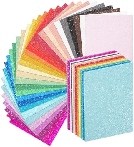30 Pack Glitter Cardstock Paper Sheets 30 Colors 12×8inch 250gsm/92lb