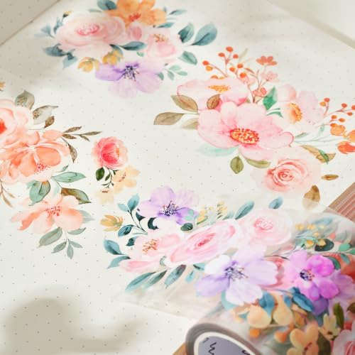 WT Pre-Cut Flower Corridor Wide Washi Tape, Floral Designs, 60mm x 5m