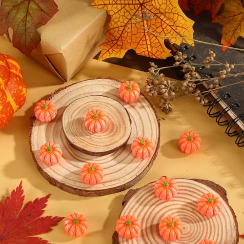 JUNEBRUSHS 50 Pcs Mini Pumpkins Fake Pumpkins Artificial Pumpkins Thanksgiving Ornaments for Vase Filler DIY Crafts Fall Halloween Party Supplies Home Table Decorations