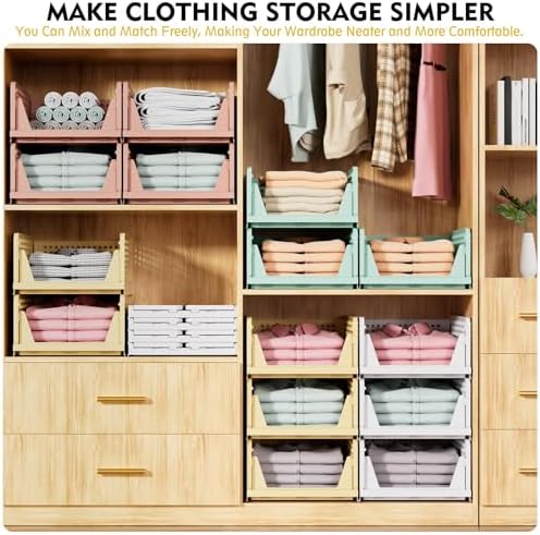 Upgraded Closet Organizers and Storage, Stackable Closet Organizer Basket