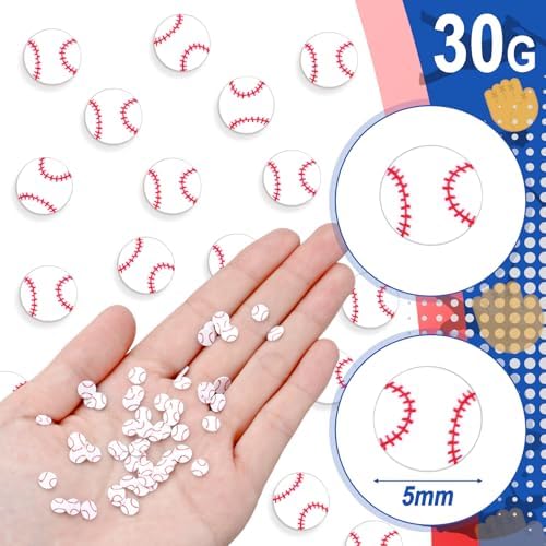 Weysat 30g Baseball Confetti Polymer Clay Slices 0.2 Inch Sports Sprinkles