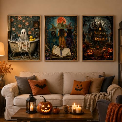 3 Pack Halloween Diamond Art Kits for Adults,Diamond Painting Kits 12x16 In