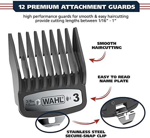 Wahl USA Pro Ultra Quiet High Torque Corded Hair Clipper for Ultra Quiet Operation and Cooler Operating Temperatures, Metal Housing with Bonus Hair Clipping Guard Caddy - Model 3000097 (Pack of 3)