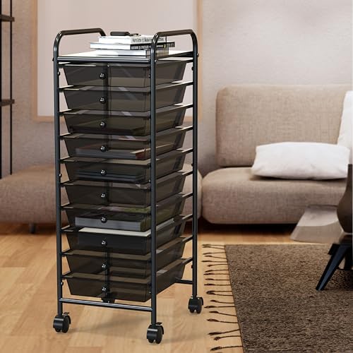 Simple Houseware 10 Drawers Rolling Utility Cart Organizer, Black