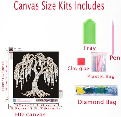 DIYBEADDOT Willow Special Shape Diamond Pearl Painting Kits for Adults,5D Diamond Art Pearl Painting Kits for Beginner, DIY Special Shape Pearl Gem Crafts for Home Wall Decor 11.8 X11.8 Inch