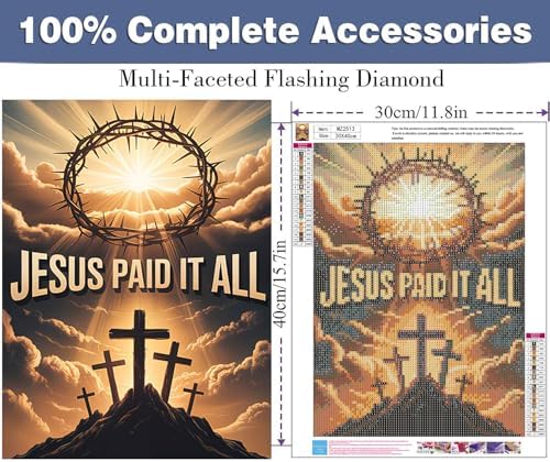 ijbnhd Cross Diamond Art Kits for Adults 12x16 inch