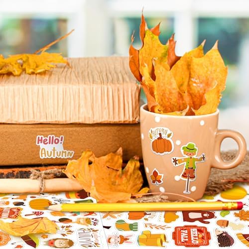 LINAYE Fall Stickers for Kids 24 Sheets 1580Pcs Autumn Leaves Stickers Bulk