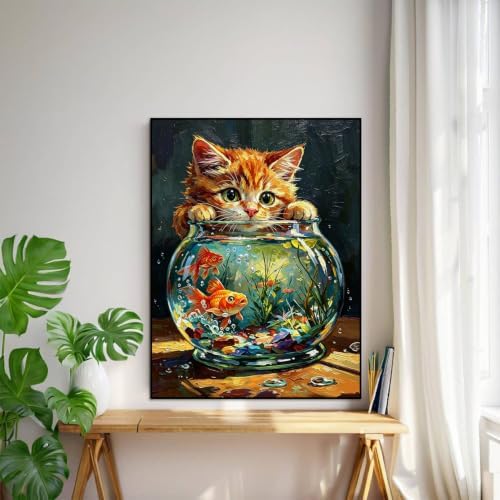 bleihum Funny Cat Diamond Art Kits for Adults Gem Art 12x16inch