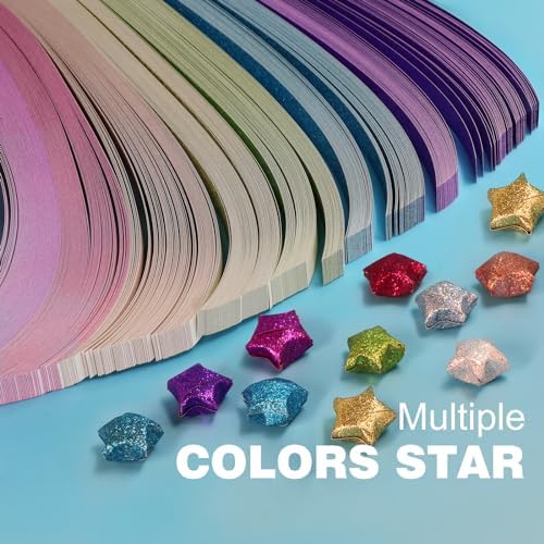 FoDau770 Glitter Star Paper Strips - 520 Sheet, 7 Colors