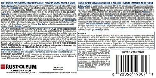 Rust-Oleum 1980730-6PK Painter's Touch Latex Primer, Half Pint, Flat Gray Primer, (Pack of 6), 8 Fl Oz (Pack of 6)