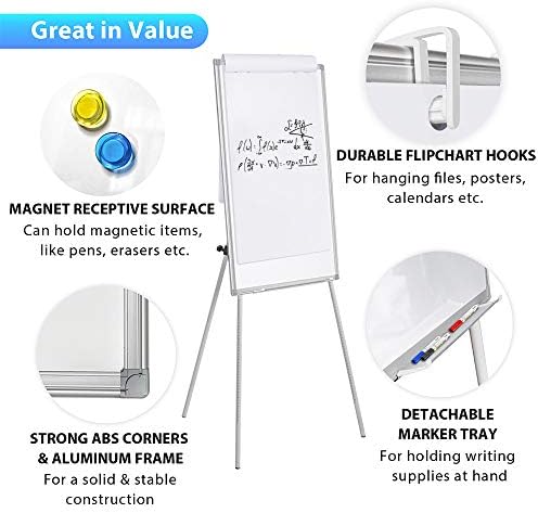 Maxtek Easel Whiteboard 40 x 28 in, Stand Tripod with Height Adjustable